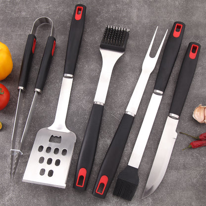 Stainless Steel Baking Tool Five-piece BBQ Camping BBQ Tool suit PP Handle Fork Shovel Clip Sweep Combination Baking Tool