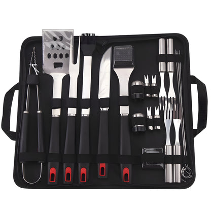 Stainless Steel Baking Tool Five-piece BBQ Camping BBQ Tool suit PP Handle Fork Shovel Clip Sweep Combination Baking Tool