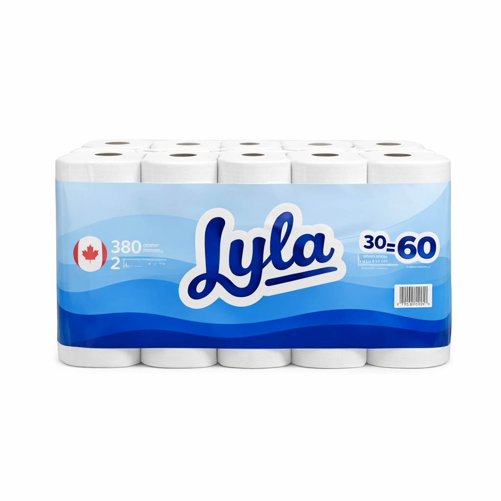 Papier de toilette hygiénique 30 rouleaux, 2 épaisseurs 380 feuilles