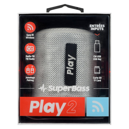 Haut-parleur Bluetooth sans fil Play 2 gris