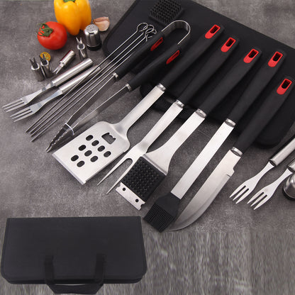 Stainless Steel Baking Tool Five-piece BBQ Camping BBQ Tool suit PP Handle Fork Shovel Clip Sweep Combination Baking Tool