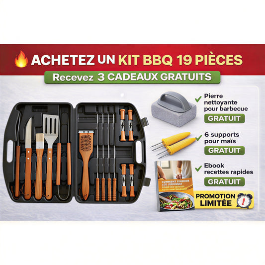 Ustensiles de barbecue avec boîte de rangement ensemble de 19 pièces