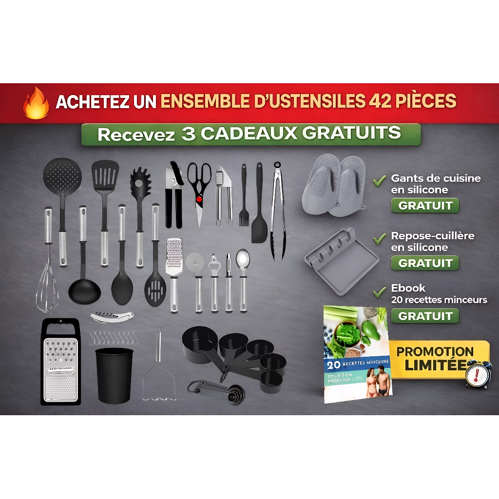 Ustensiles de cuisines ensemble de 42 pièces