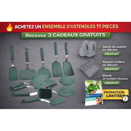 Ustensiles de cuisine. Spatule en silicone 11 pièces